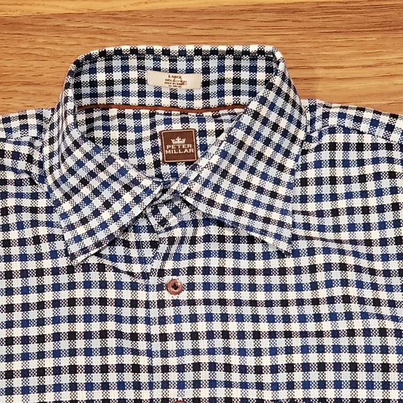 Peter Millar Checkered L/S Button Down Shirt Sz L - Picture 4 of 5